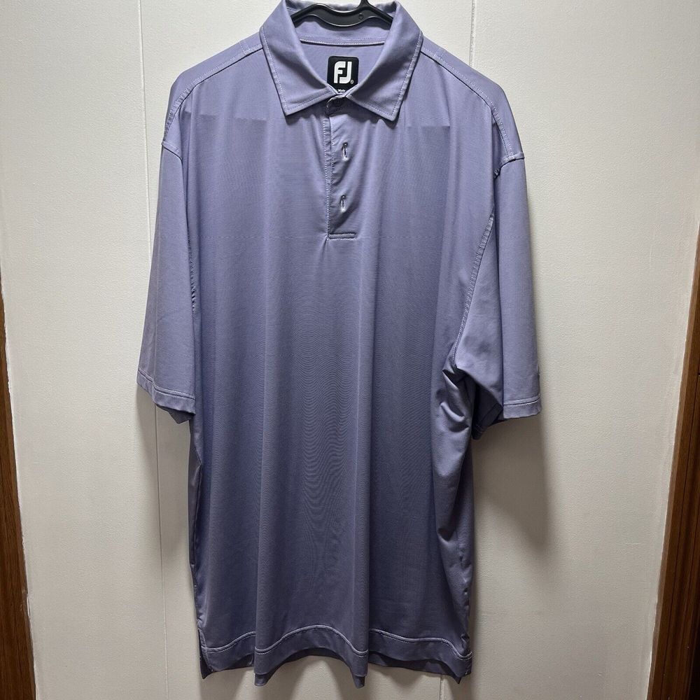 FootJoy Purple‎ White Striped Polo Shirt Men's Size XL FJ Logo